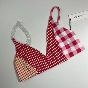 -Marysia Multi-textured Print Bikini Swim Top Small NWT